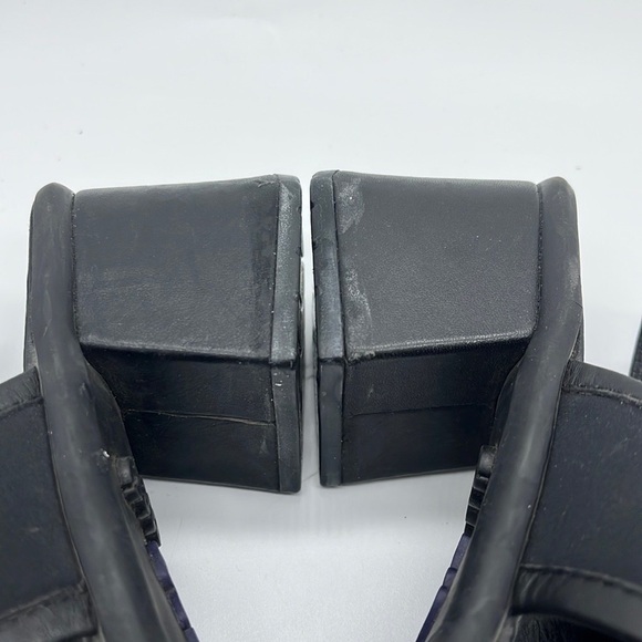 ECCO Black Strappy Leather Canvas Block Heel Open Toed Sandals Size 7 - Picture 4 of 14